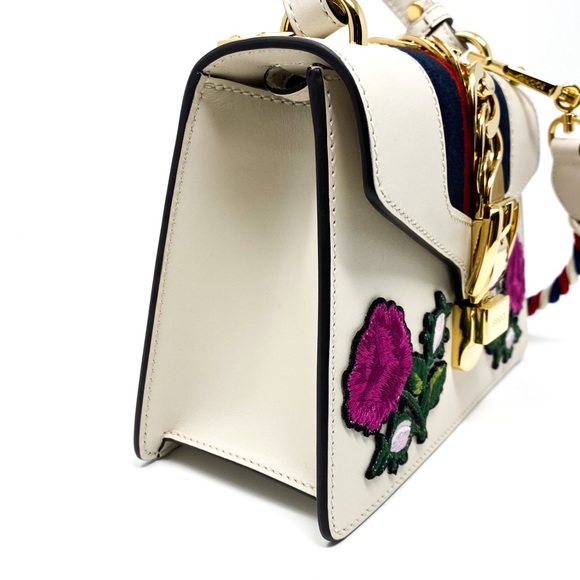 GUCCI Sylvie Calfskin Embroidered Shoulder Bag - Picture 5 of 15